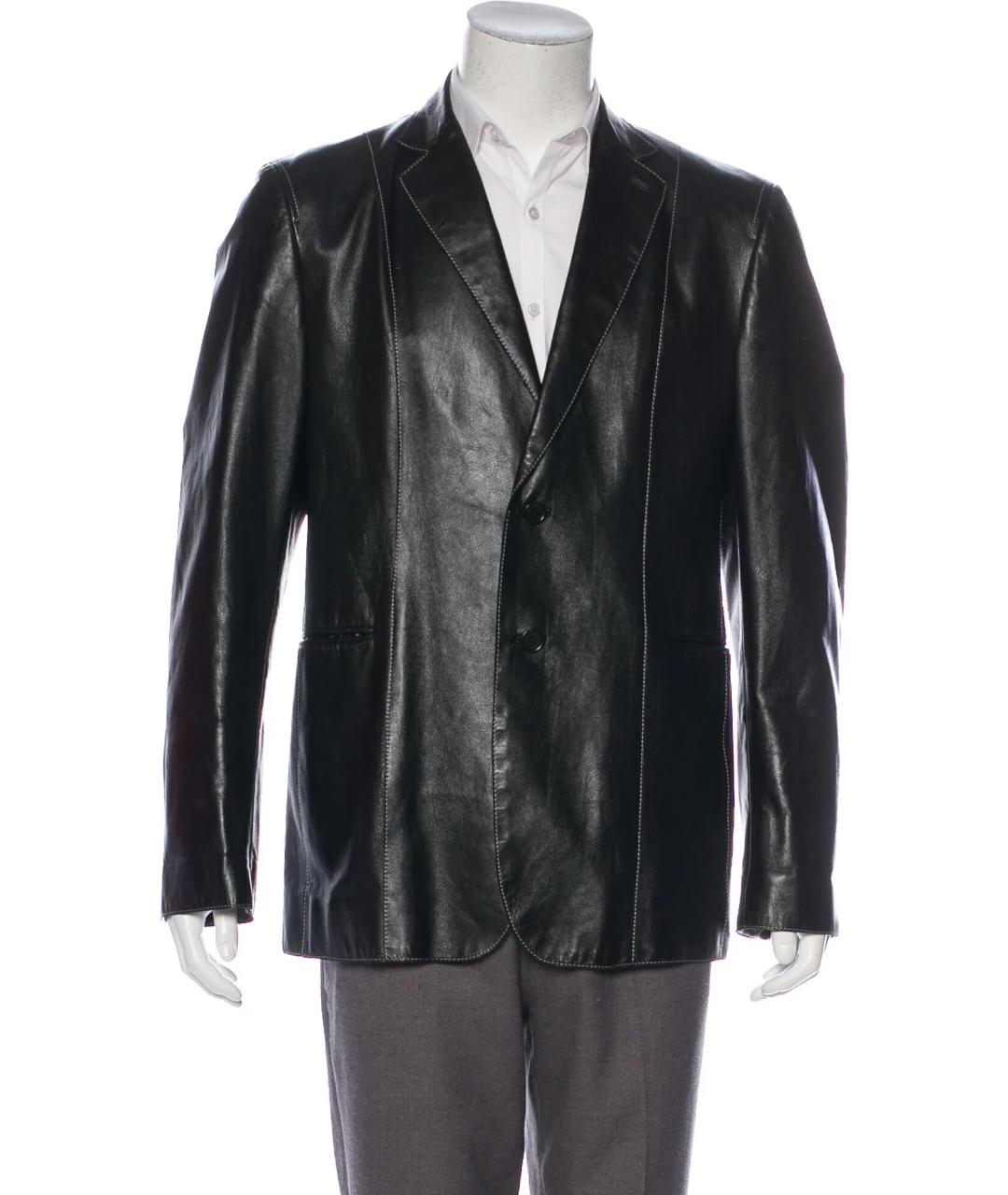 COSTUME NATIONAL Черный кожаный пиджак, фото 5
