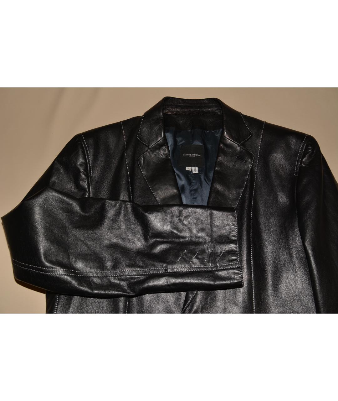 COSTUME NATIONAL Черный кожаный пиджак, фото 3