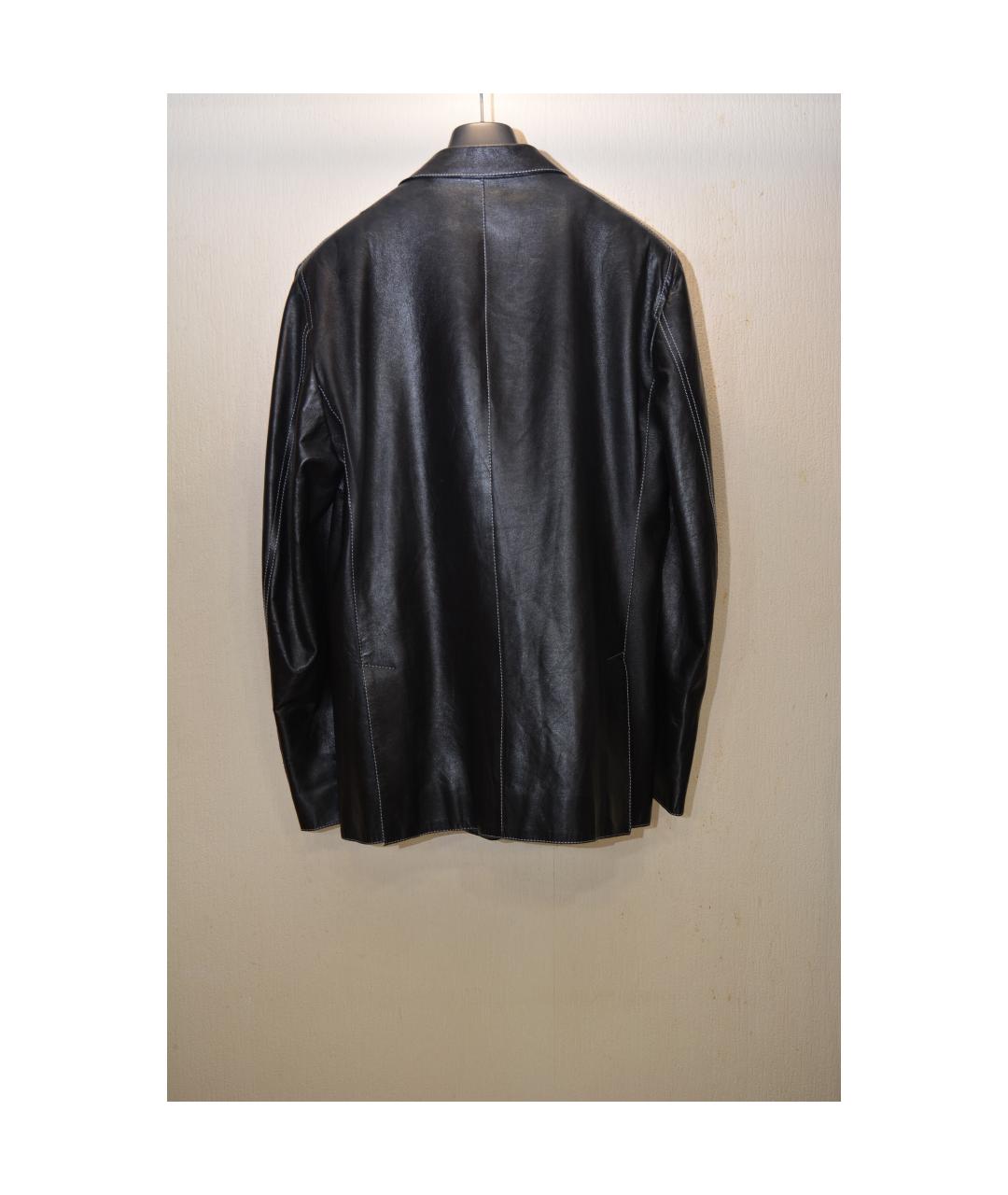 COSTUME NATIONAL Черный кожаный пиджак, фото 2