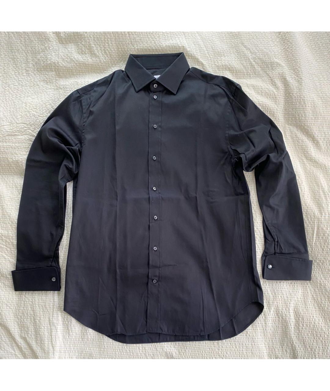 ARMANI COLLEZIONI Черная хлопко-шелковая кэжуал рубашка, фото 5