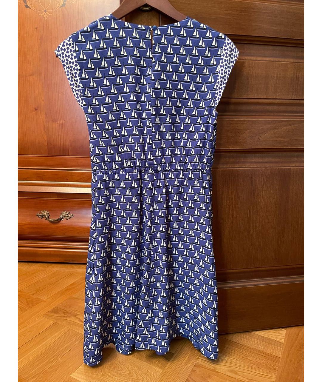 WEEKEND MAX MARA Синее шелковое повседневное платье, фото 2