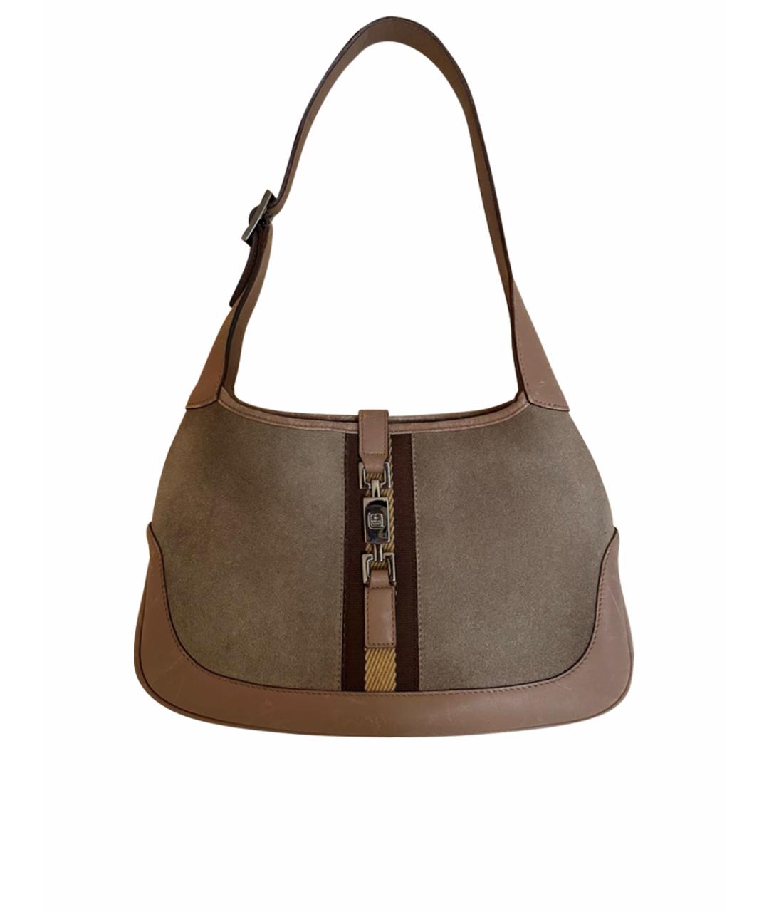 GUCCI Бежевая замшевая сумка с короткими ручками, фото 1