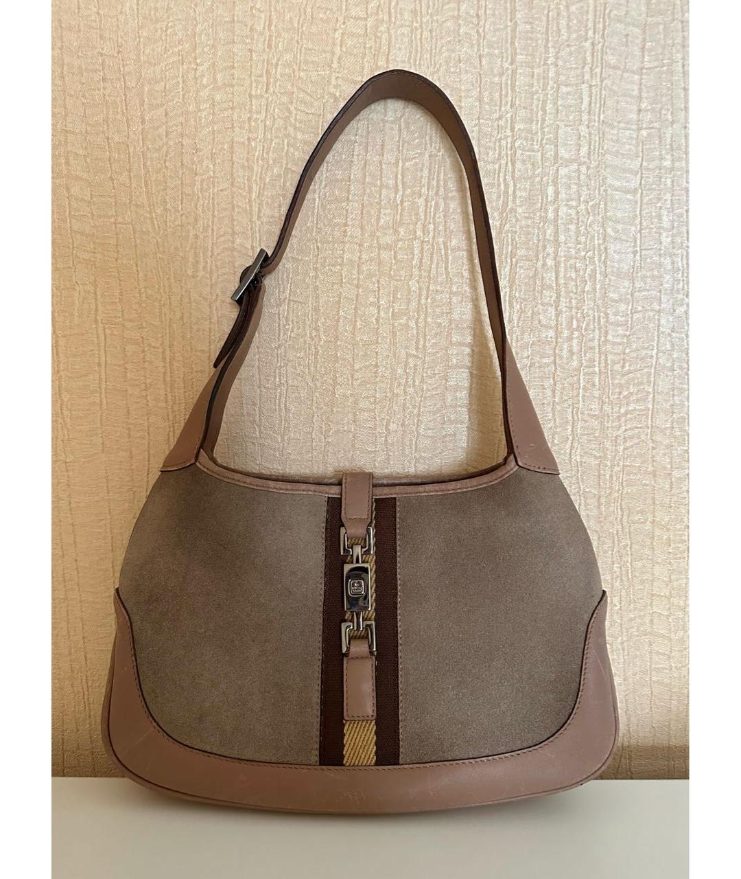 GUCCI Бежевая замшевая сумка с короткими ручками, фото 7