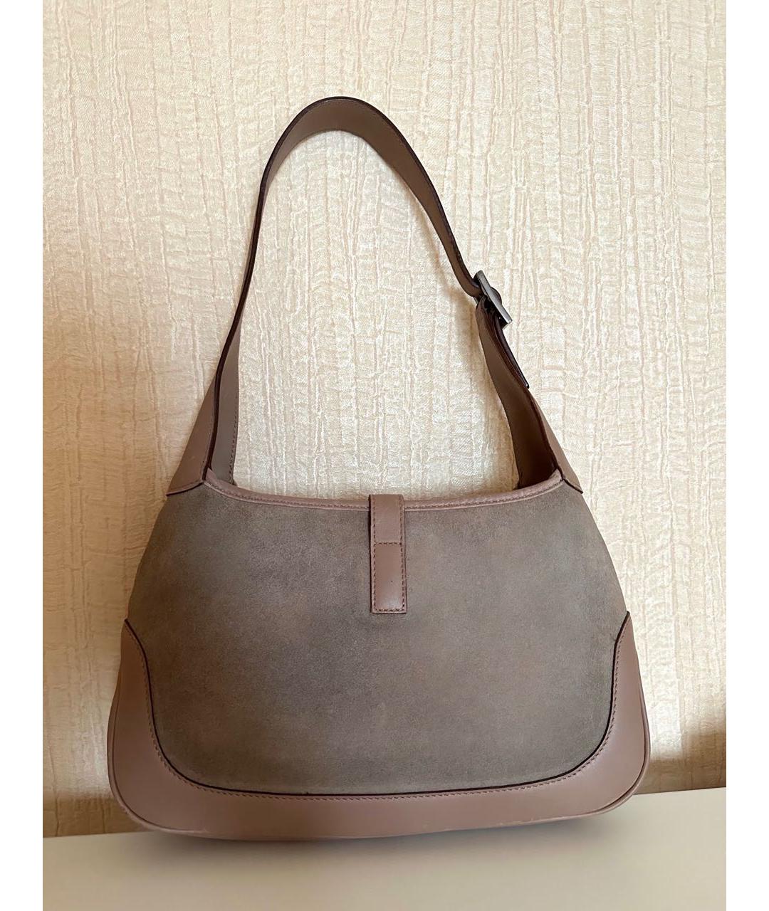 GUCCI Бежевая замшевая сумка с короткими ручками, фото 6