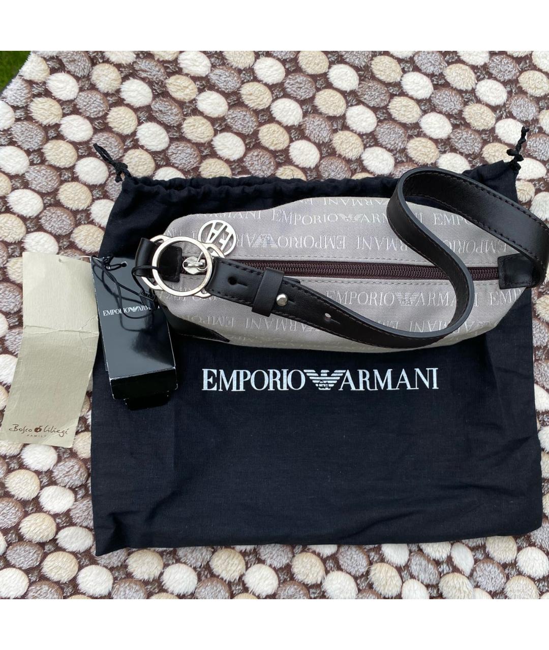 EMPORIO ARMANI Бежевая тканевая сумка с короткими ручками, фото 6