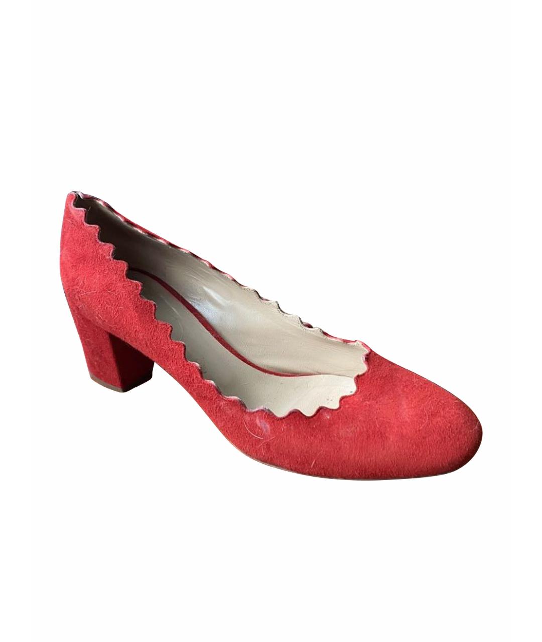 CHLOE Красные бархатные туфли, фото 1