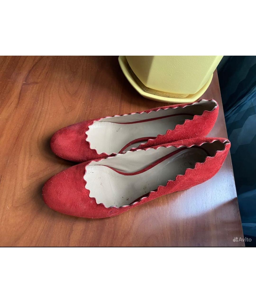 CHLOE Красные бархатные туфли, фото 2