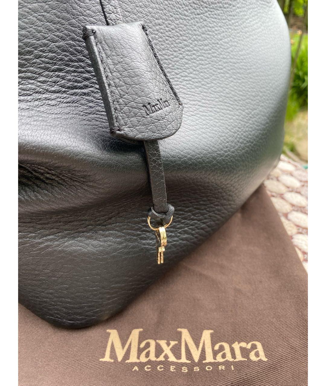 MAX MARA Черная кожаная сумка тоут, фото 8