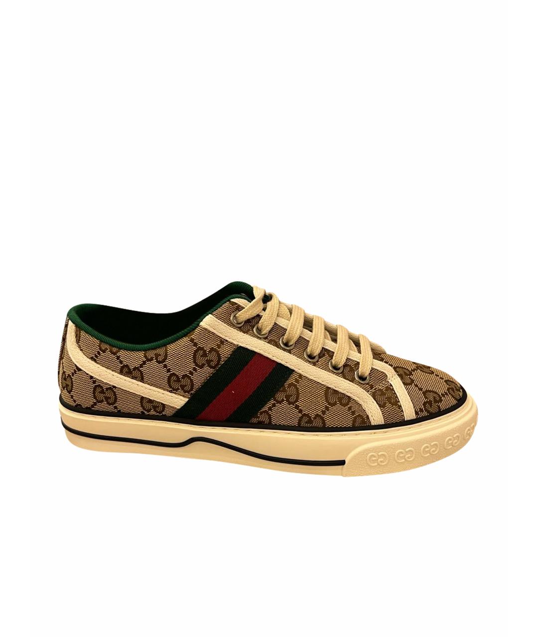 GUCCI Бежевые текстильные кеды, фото 1