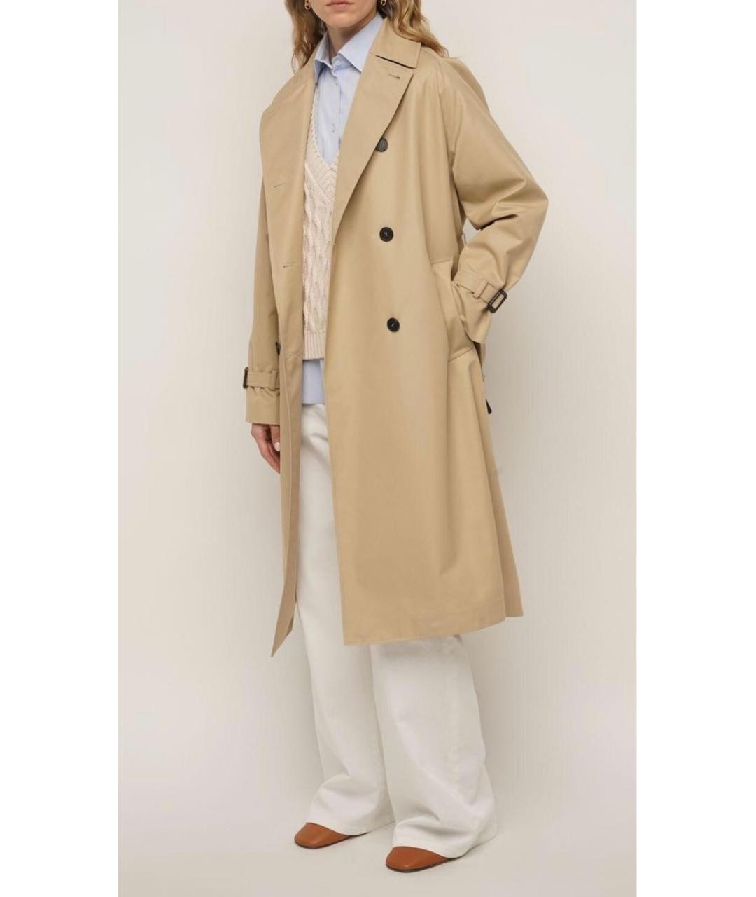 WEEKEND MAX MARA Бежевый хлопковый тренч/плащ, фото 5