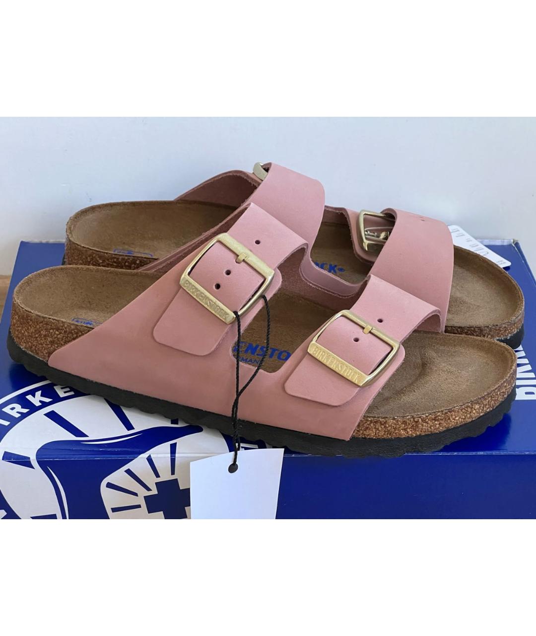 BIRKENSTOCK Розовые нубуковые шлепанцы, фото 5