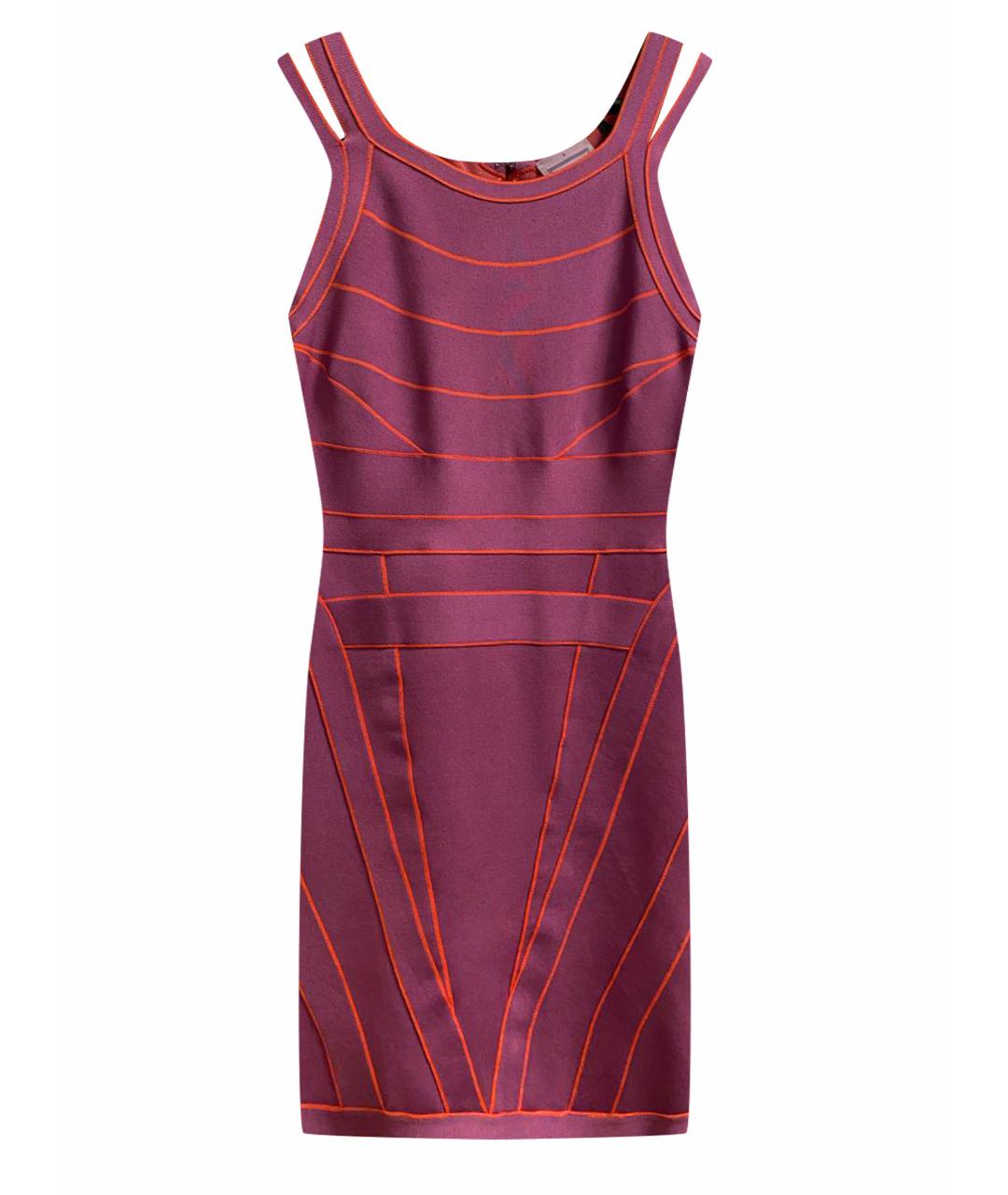 HERVE LEGER Фуксия вискозное коктейльное платье, фото 1