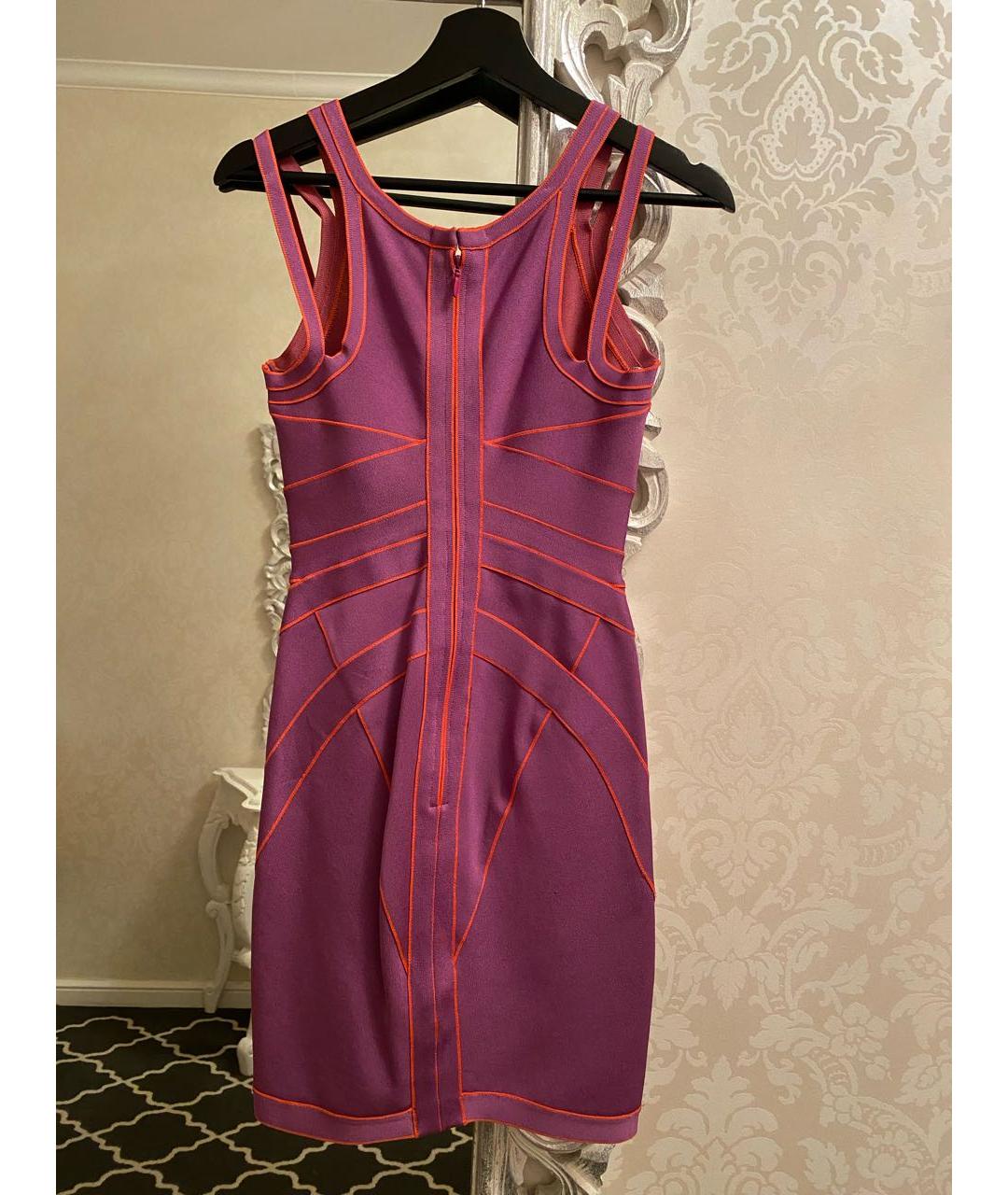 HERVE LEGER Фуксия вискозное коктейльное платье, фото 2