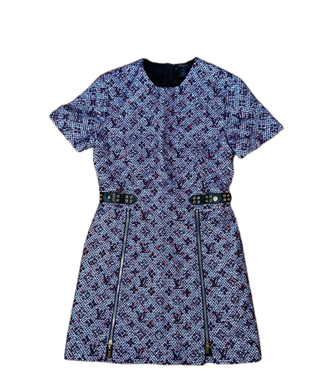 LOUIS VUITTON PRE-OWNED Темно-синее твидовое повседневное платье, фото 1