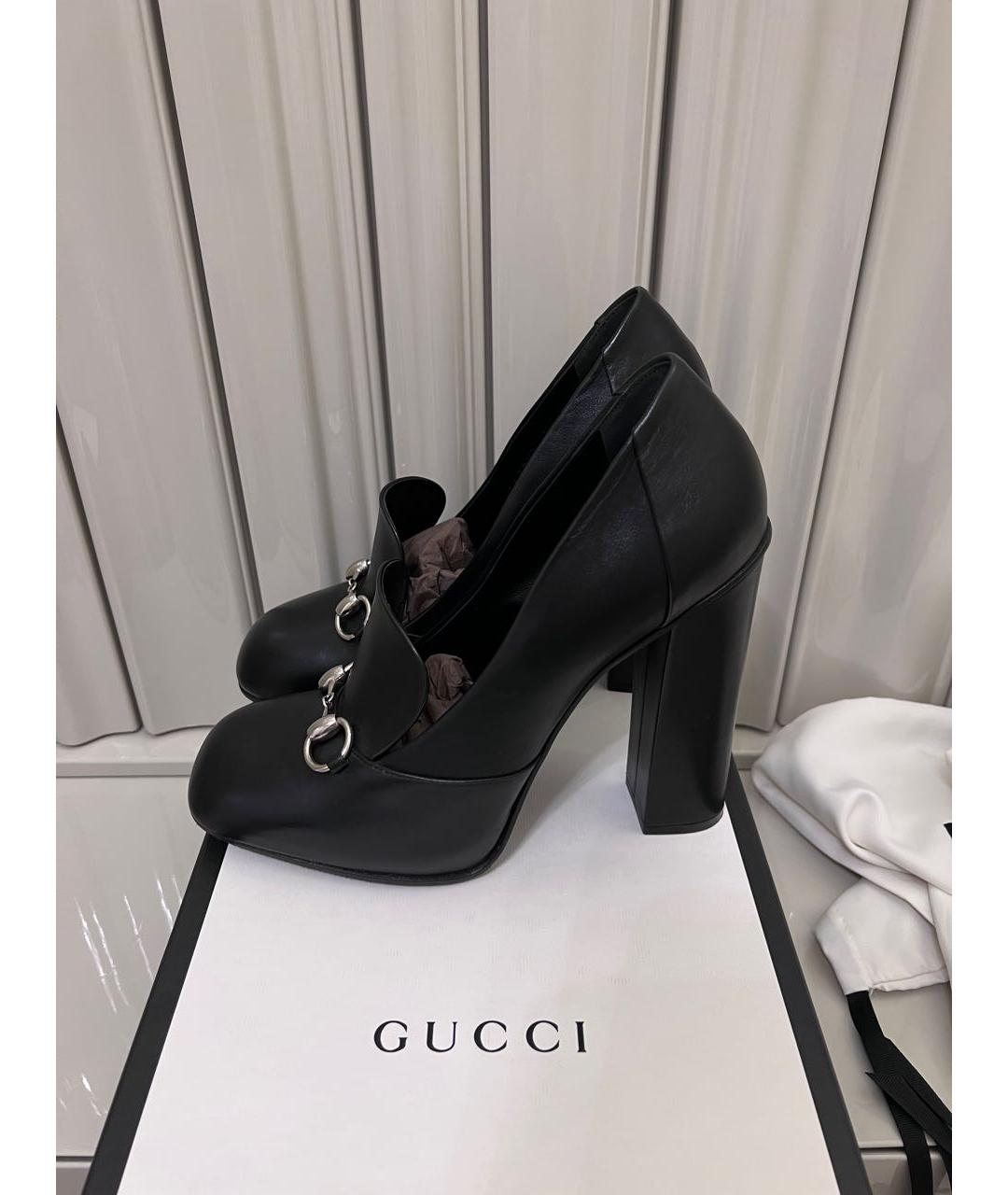 GUCCI Черные кожаные туфли, фото 6