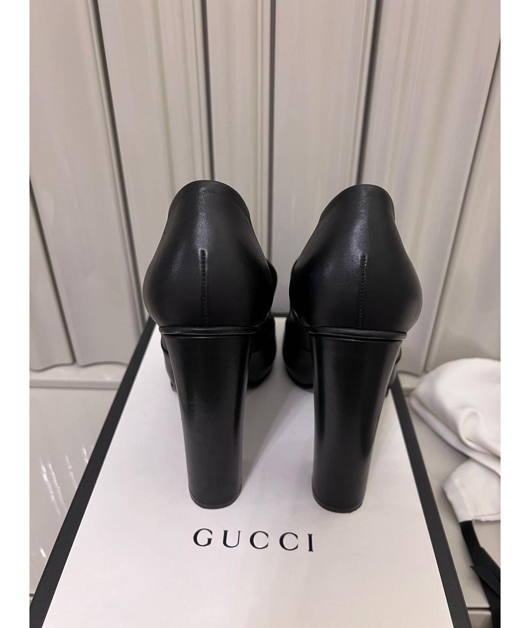 GUCCI Черные кожаные туфли, фото 4