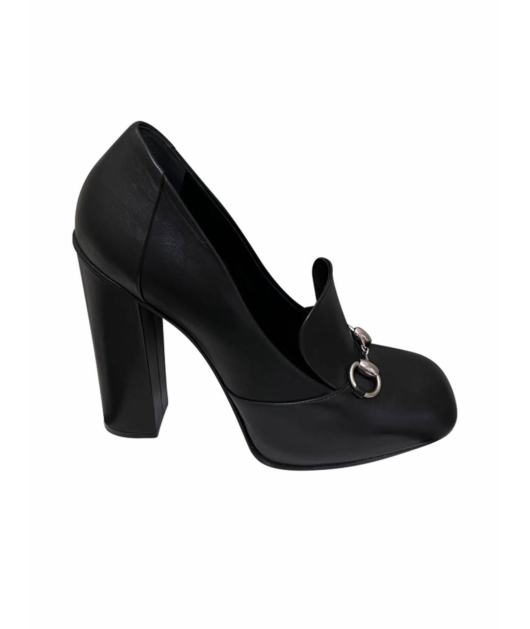 GUCCI Черные кожаные туфли, фото 1