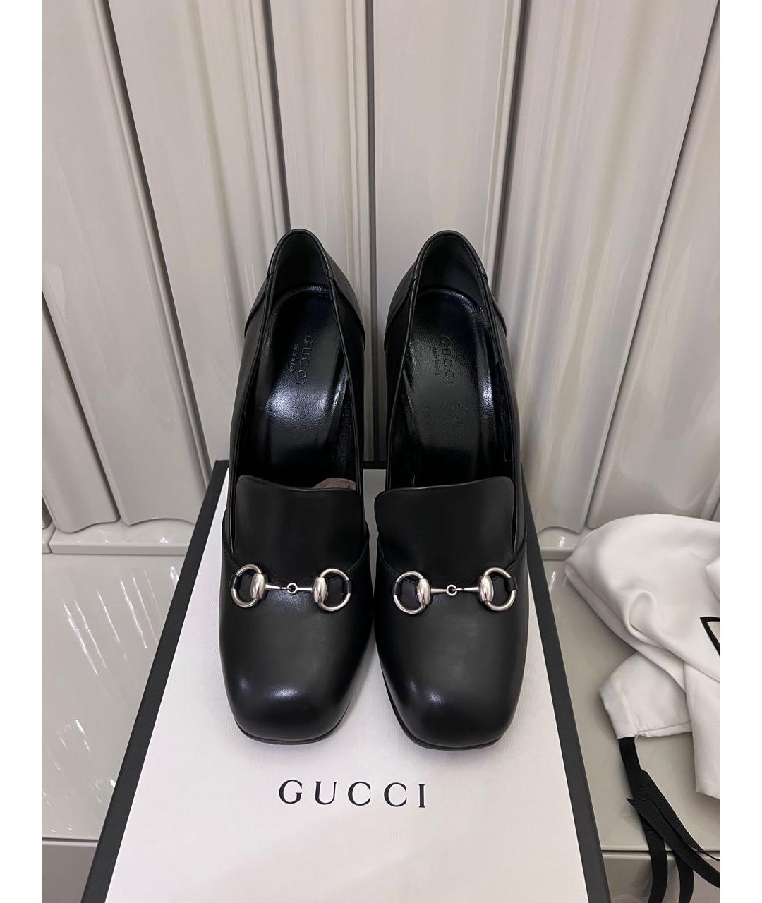 GUCCI Черные кожаные туфли, фото 2