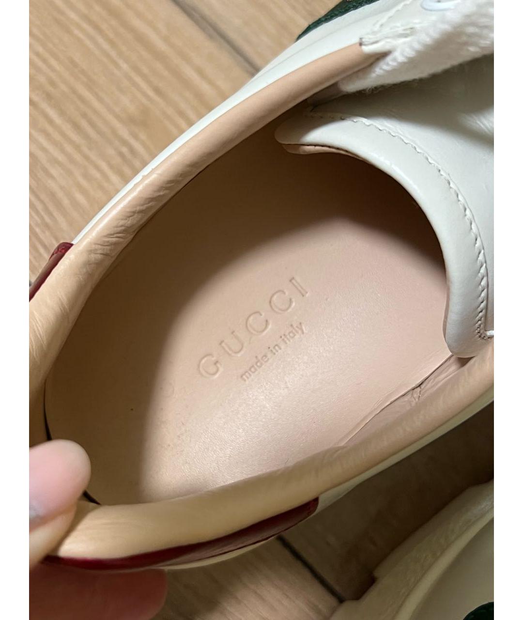 GUCCI Белые кожаные кеды, фото 5