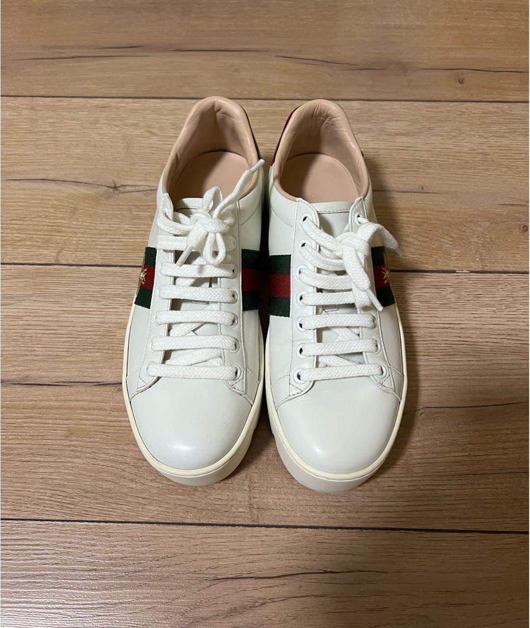 GUCCI Белые кожаные кеды, фото 2