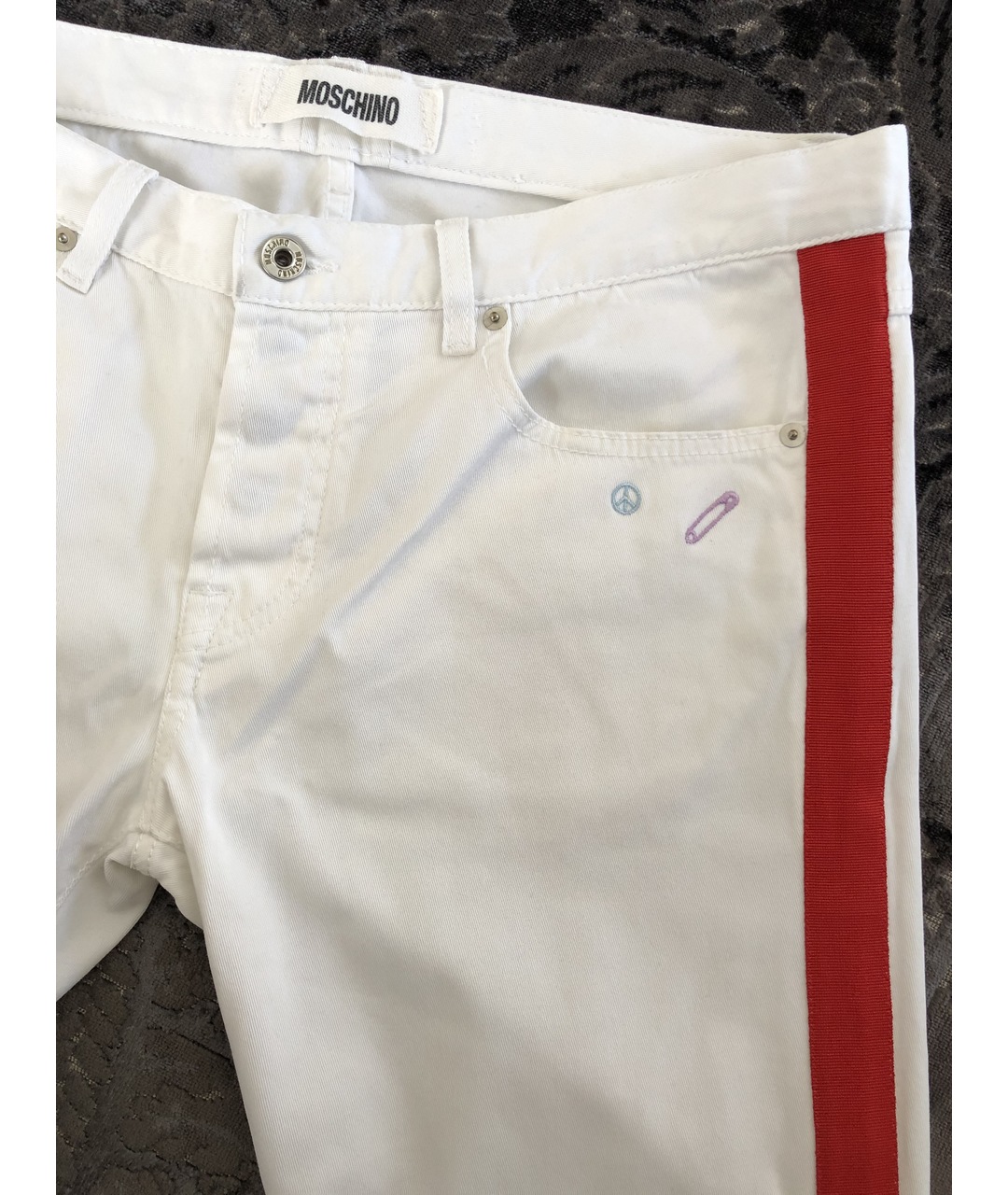MOSCHINO Белые хлопковые джинсы скинни, фото 3