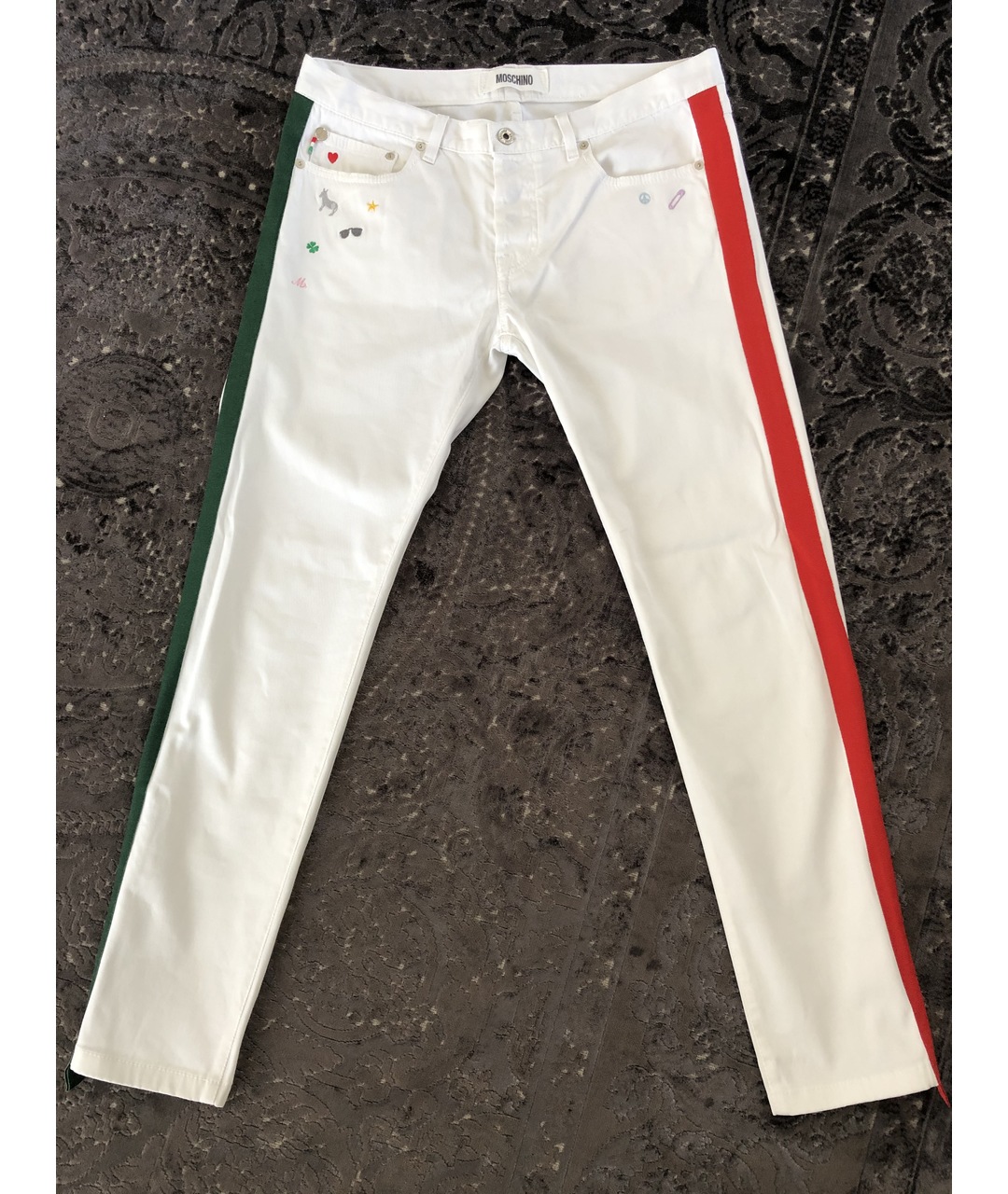 MOSCHINO Белые хлопковые джинсы скинни, фото 8