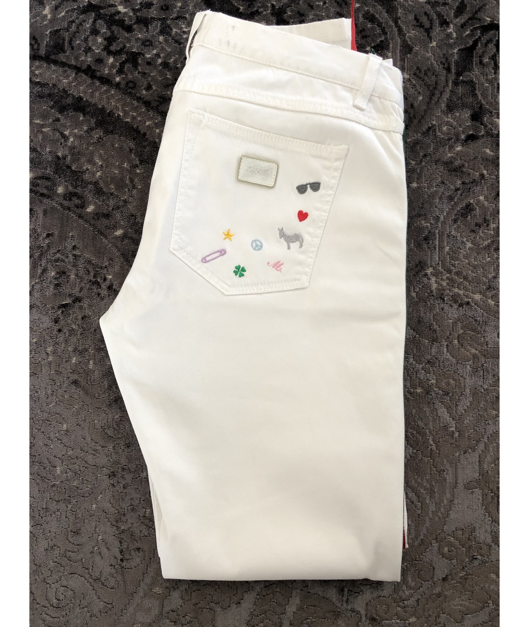 MOSCHINO Белые хлопковые джинсы скинни, фото 4