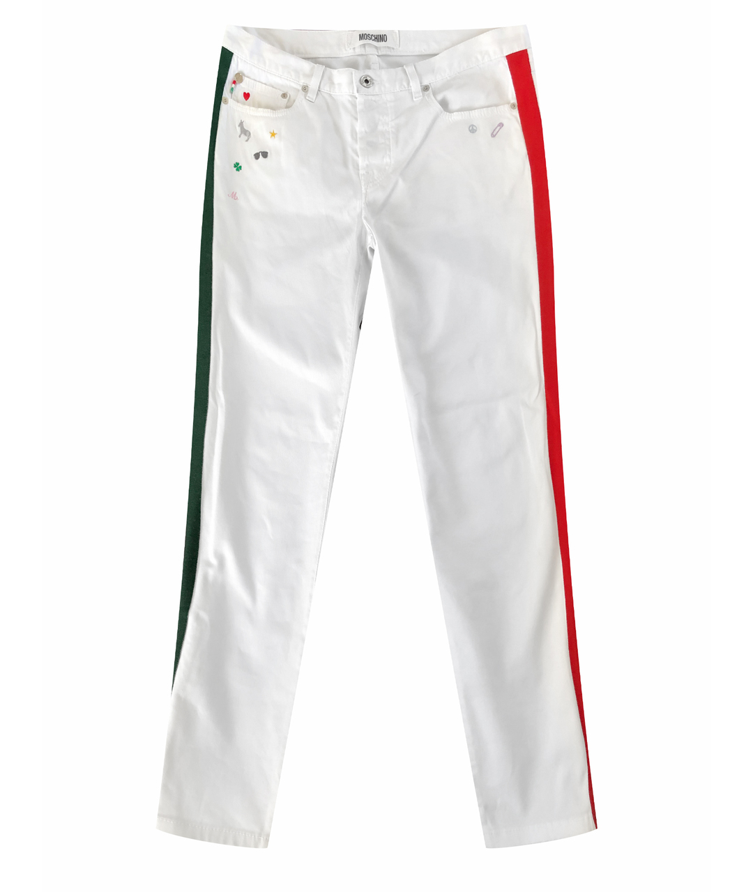 MOSCHINO Белые хлопковые джинсы скинни, фото 1