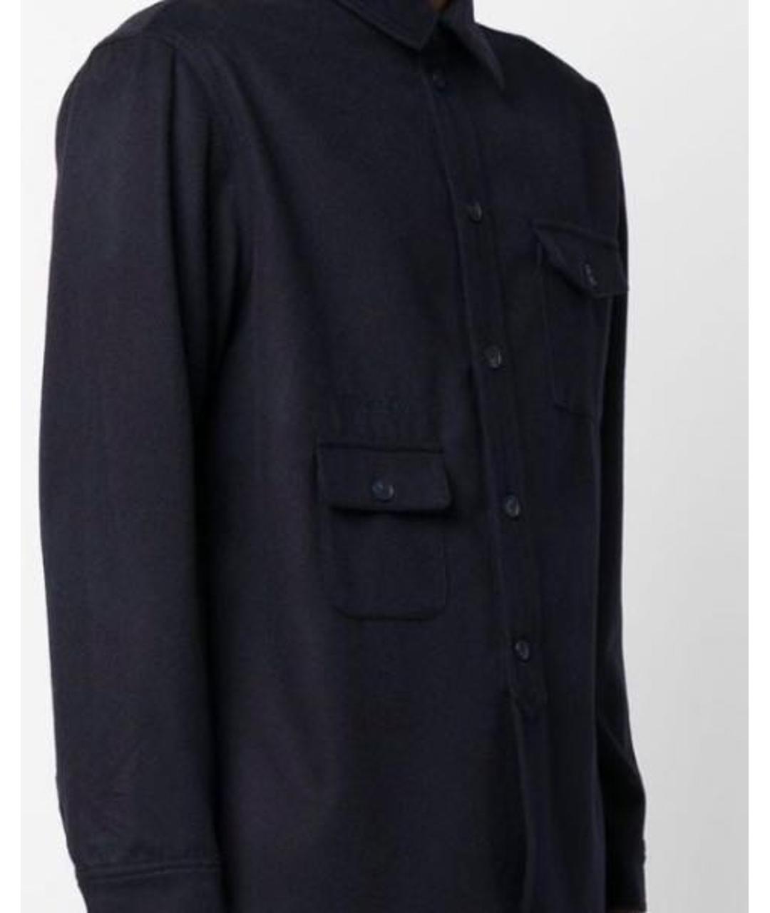 HAN KJOBENHAVN Темно-синяя шерстяная кэжуал рубашка, фото 2