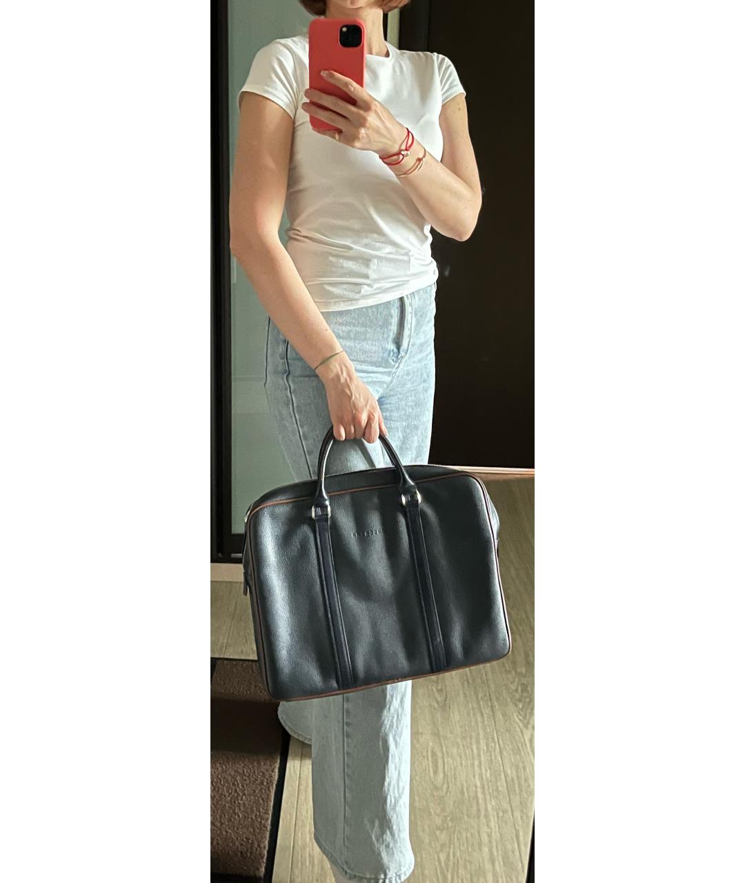 LONGCHAMP Темно-синяя кожаная сумка тоут, фото 4
