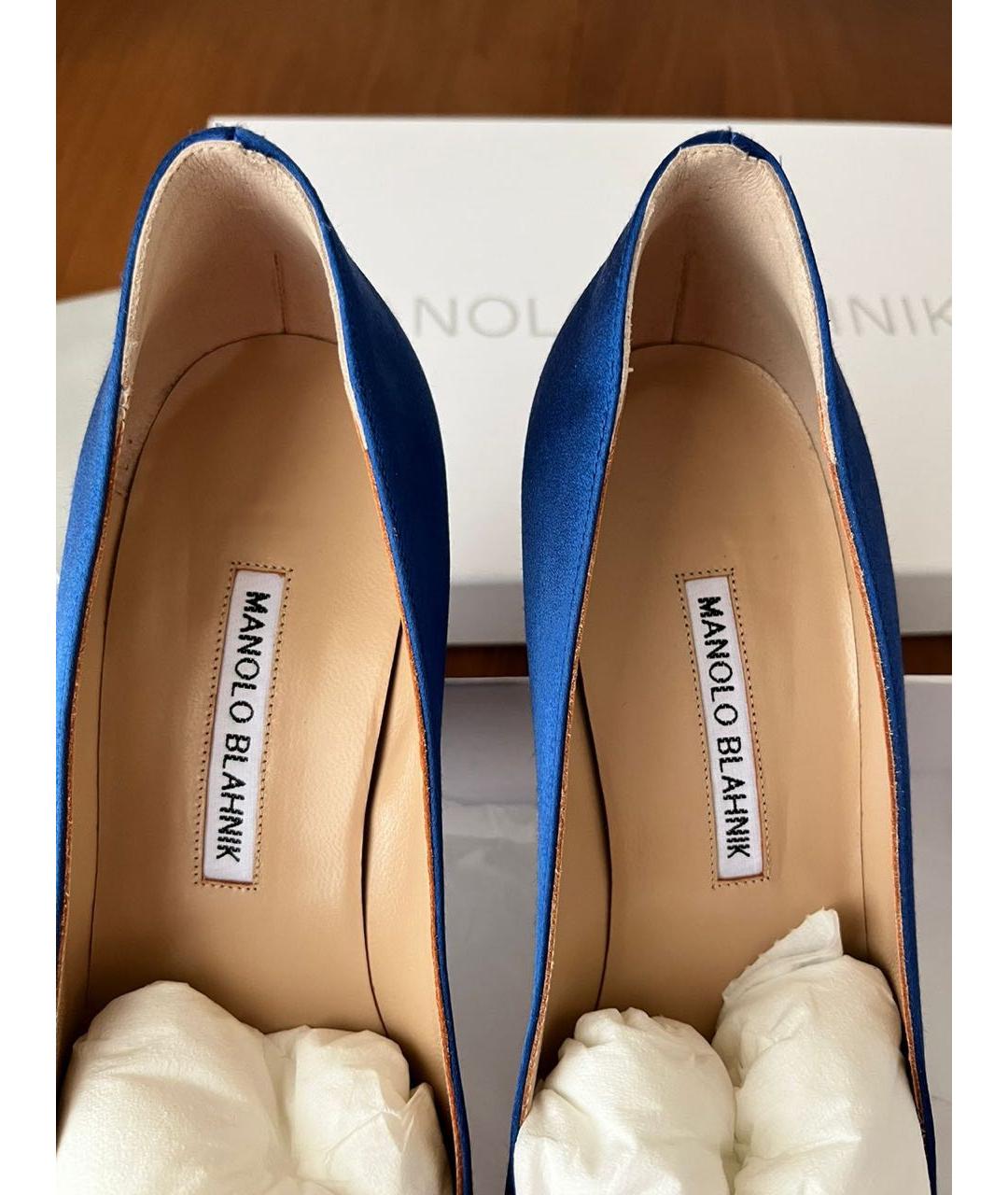 MANOLO BLAHNIK Синие текстильные туфли, фото 6