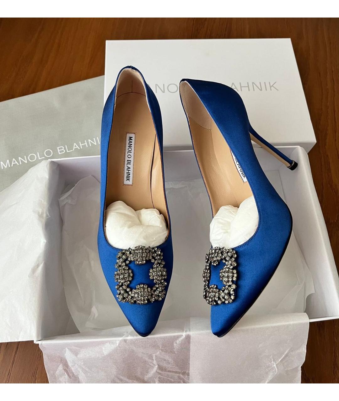 MANOLO BLAHNIK Синие текстильные туфли, фото 7