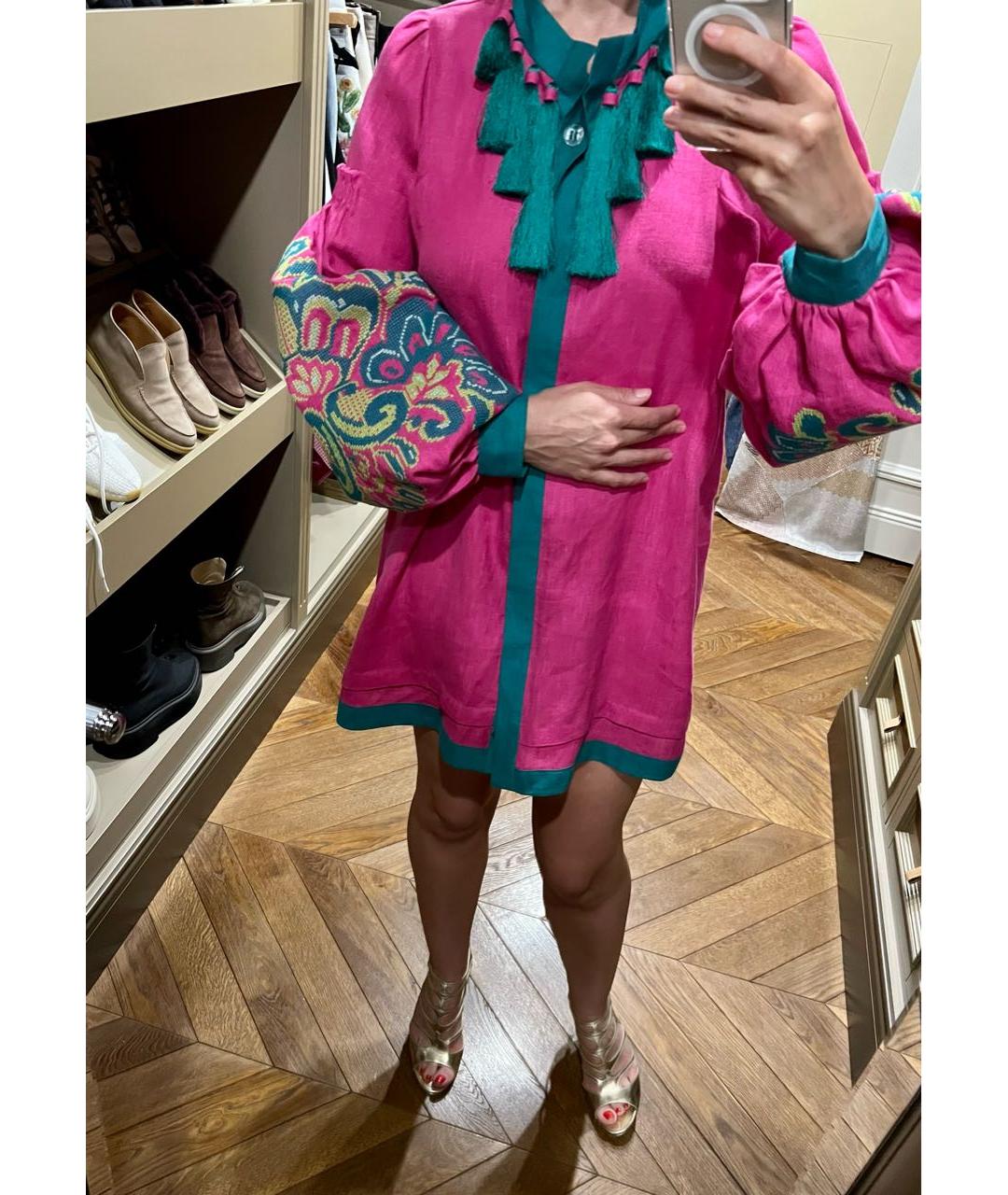YULIYA MAGDYCH Розовое льняное повседневное платье, фото 7