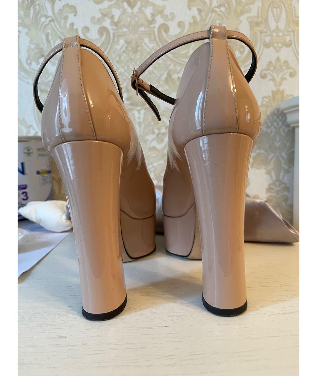 GIUSEPPE ZANOTTI DESIGN Бежевые босоножки из лакированной кожи, фото 5