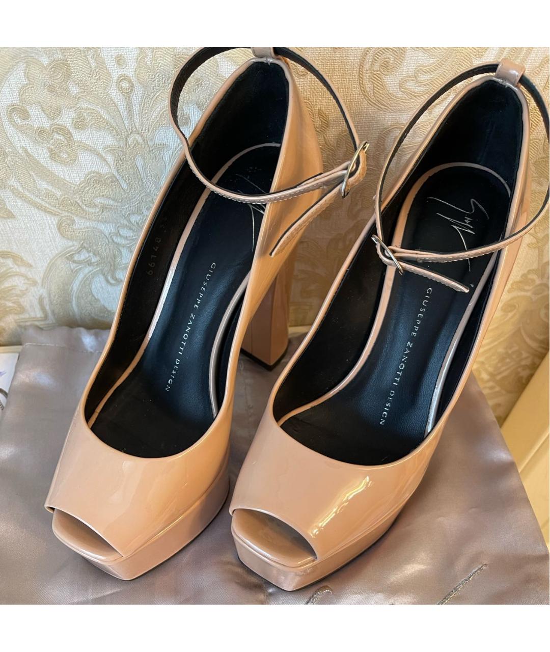 GIUSEPPE ZANOTTI DESIGN Бежевые босоножки из лакированной кожи, фото 6