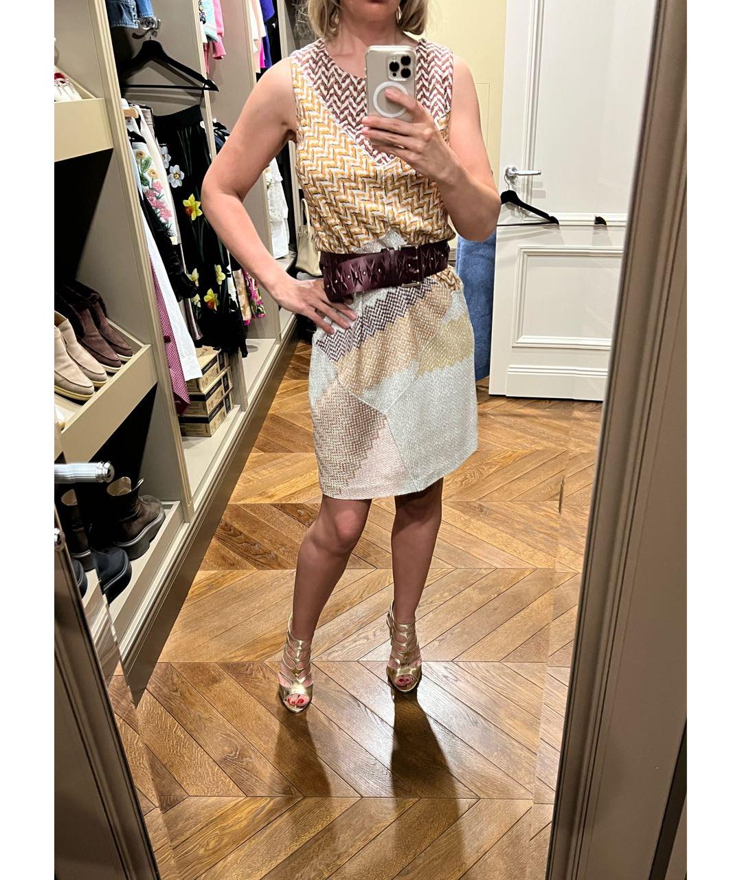 MISSONI Золотое вискозное коктейльное платье, фото 4
