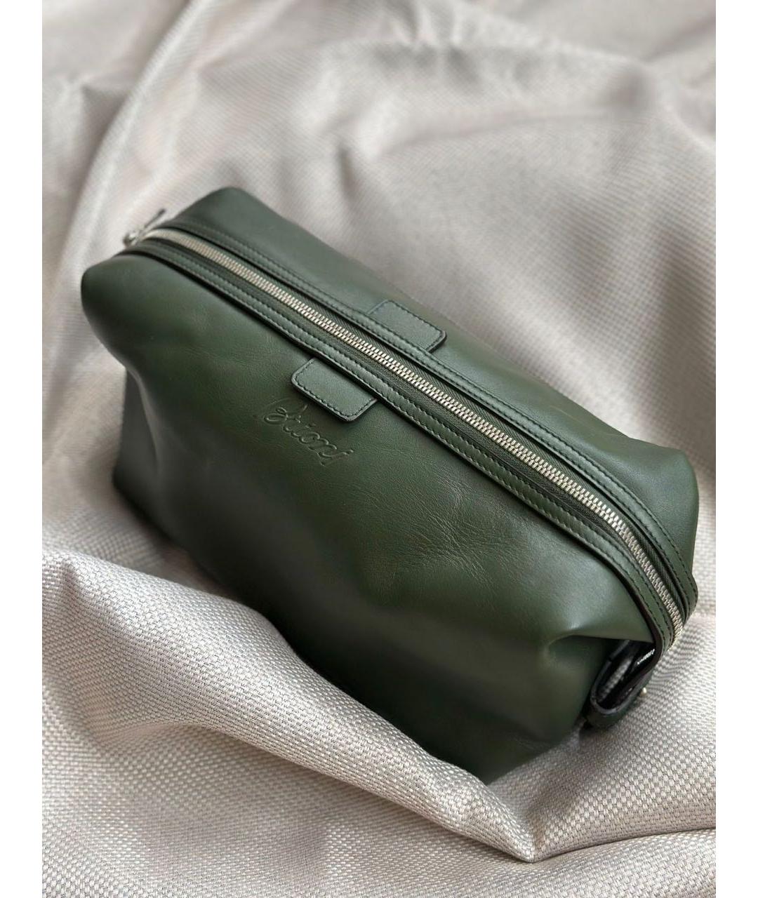 BRIONI Зеленая кожаная барсетка, фото 2