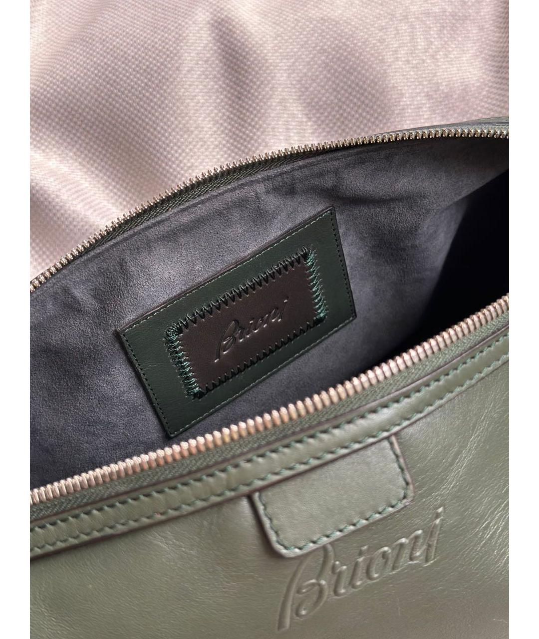 BRIONI Зеленая кожаная барсетка, фото 5