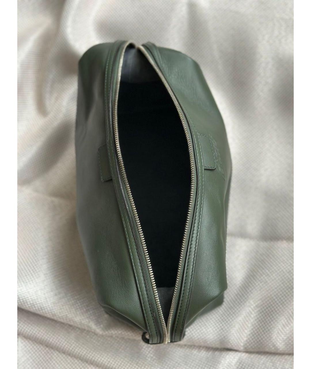 BRIONI Зеленая кожаная барсетка, фото 3