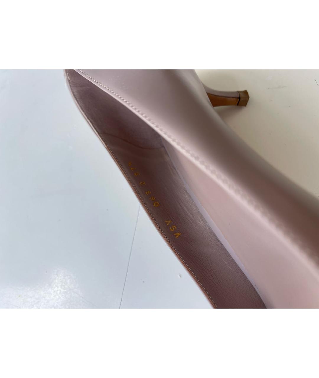 VALENTINO Бежевые кожаные лодочки на низком каблуке, фото 5