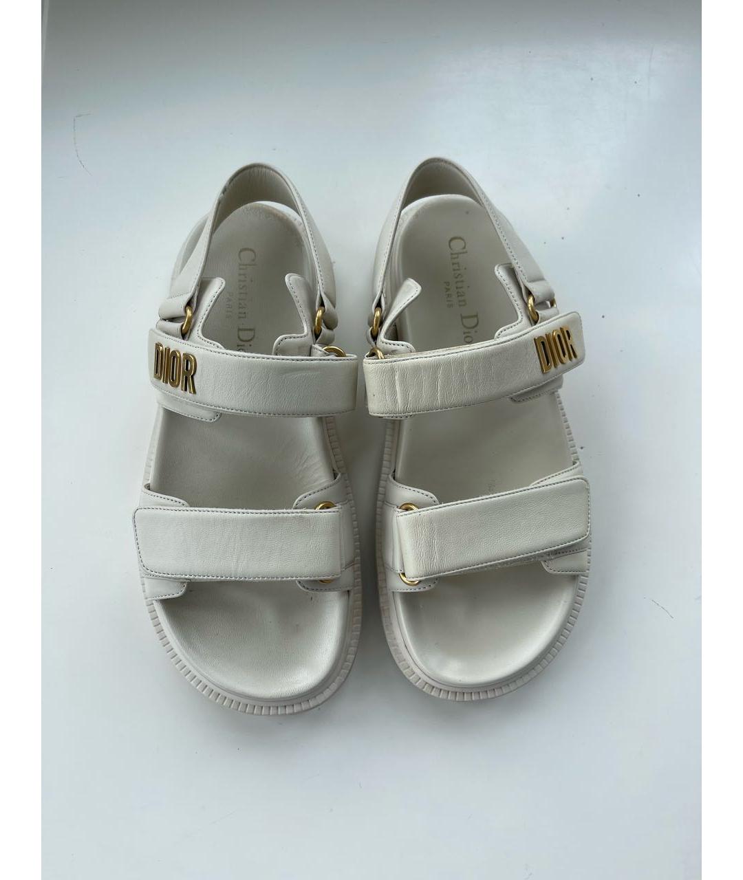 CHRISTIAN DIOR Белые кожаные сандалии, фото 2