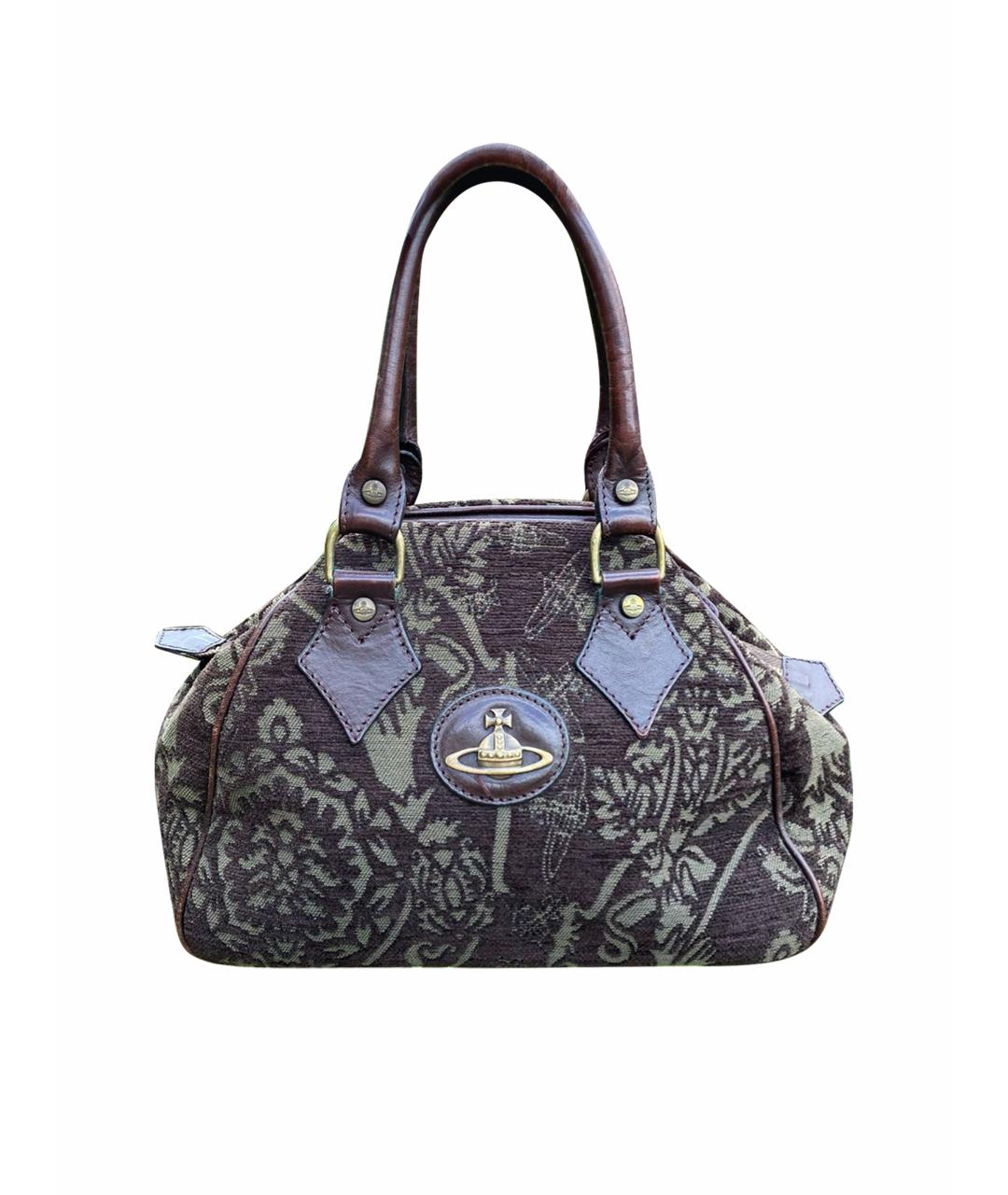 VIVIENNE WESTWOOD VINTAGE Коричневая тканевая сумка с короткими ручками, фото 1