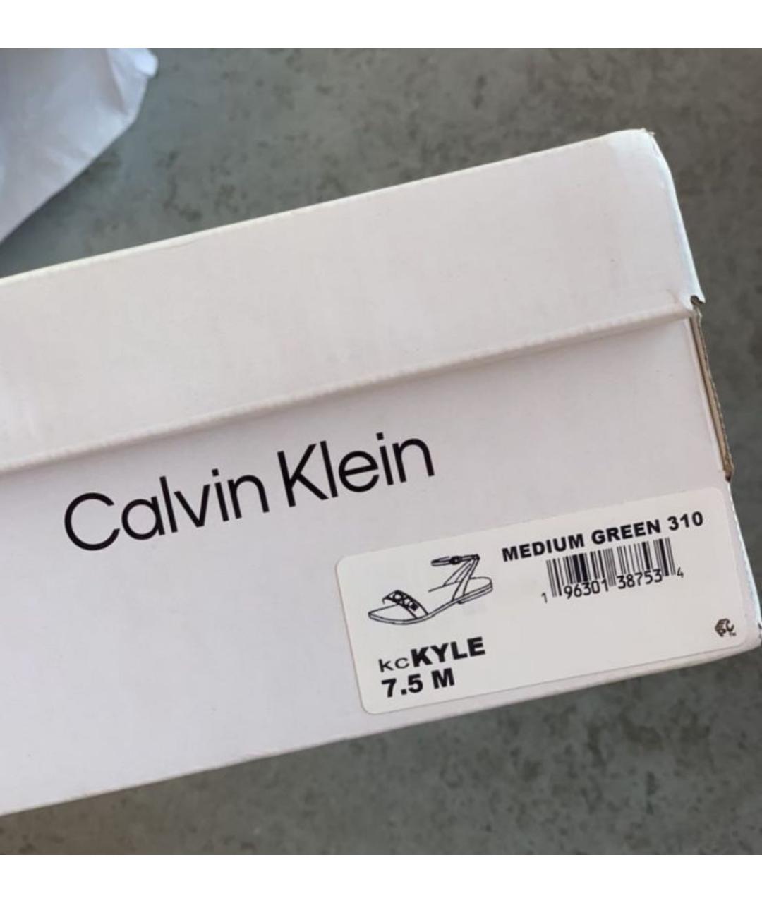 CALVIN KLEIN Зеленые сандалии из искусственной кожи, фото 7