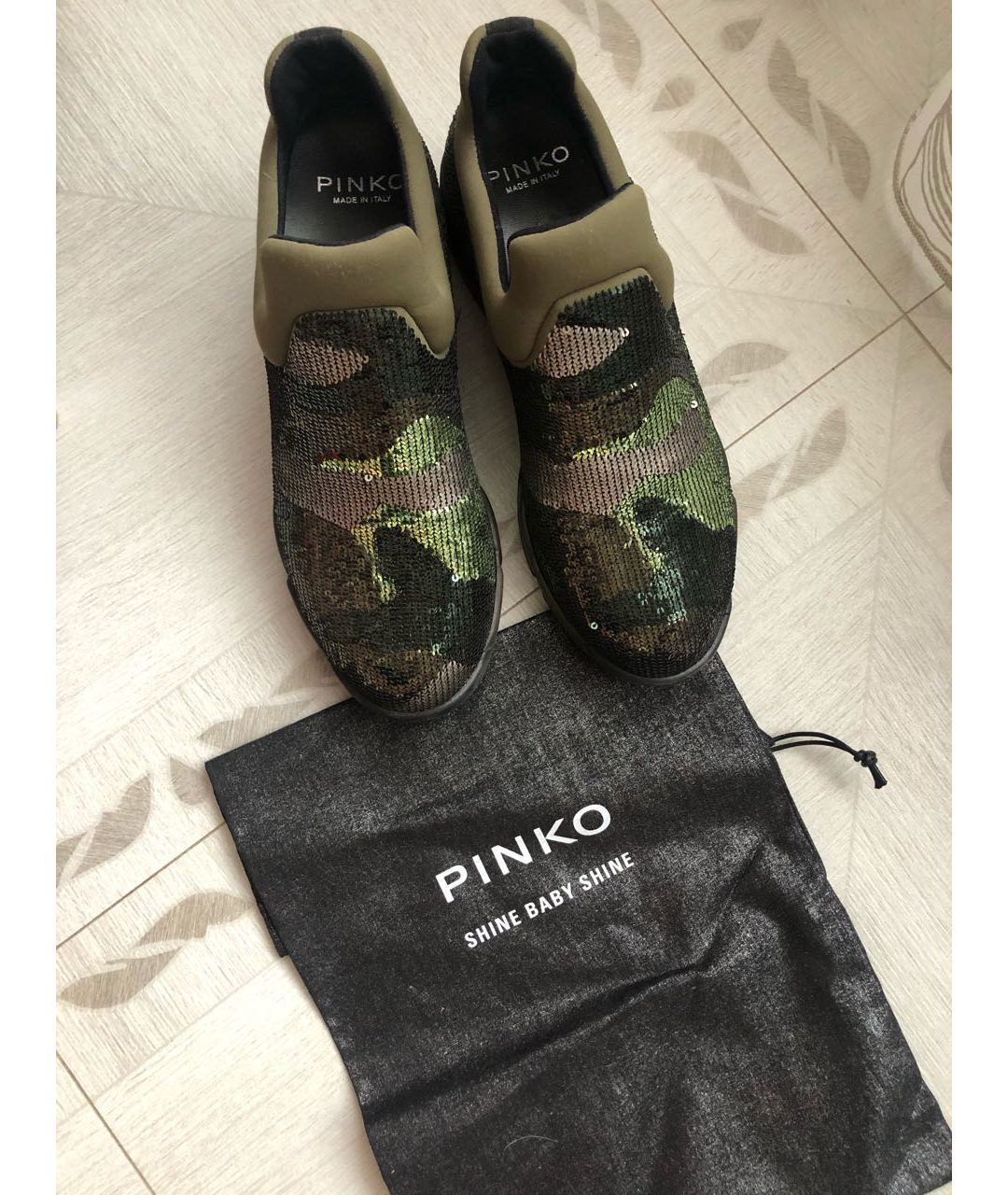 PINKO Хаки неопреновые кроссовки, фото 3