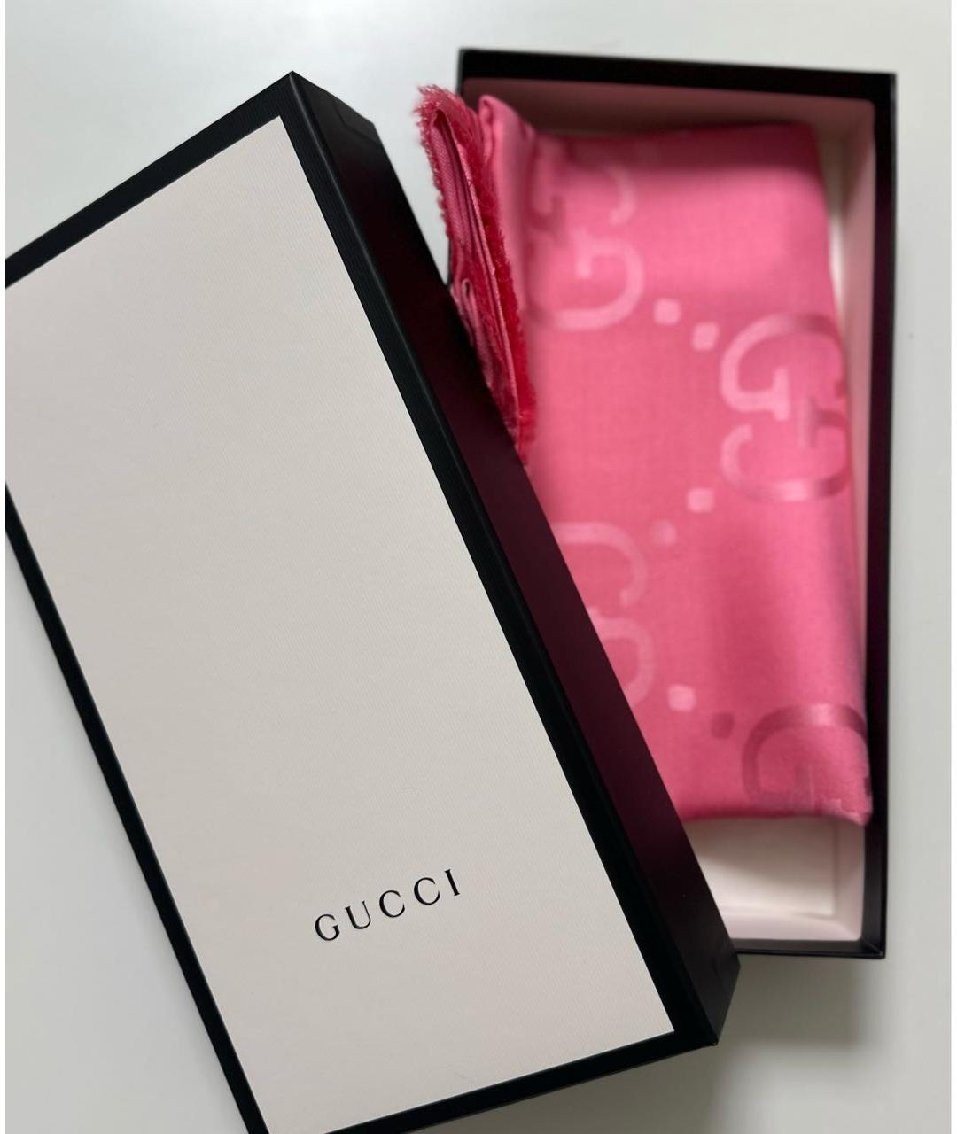 GUCCI Розовый шерстяной платок, фото 8
