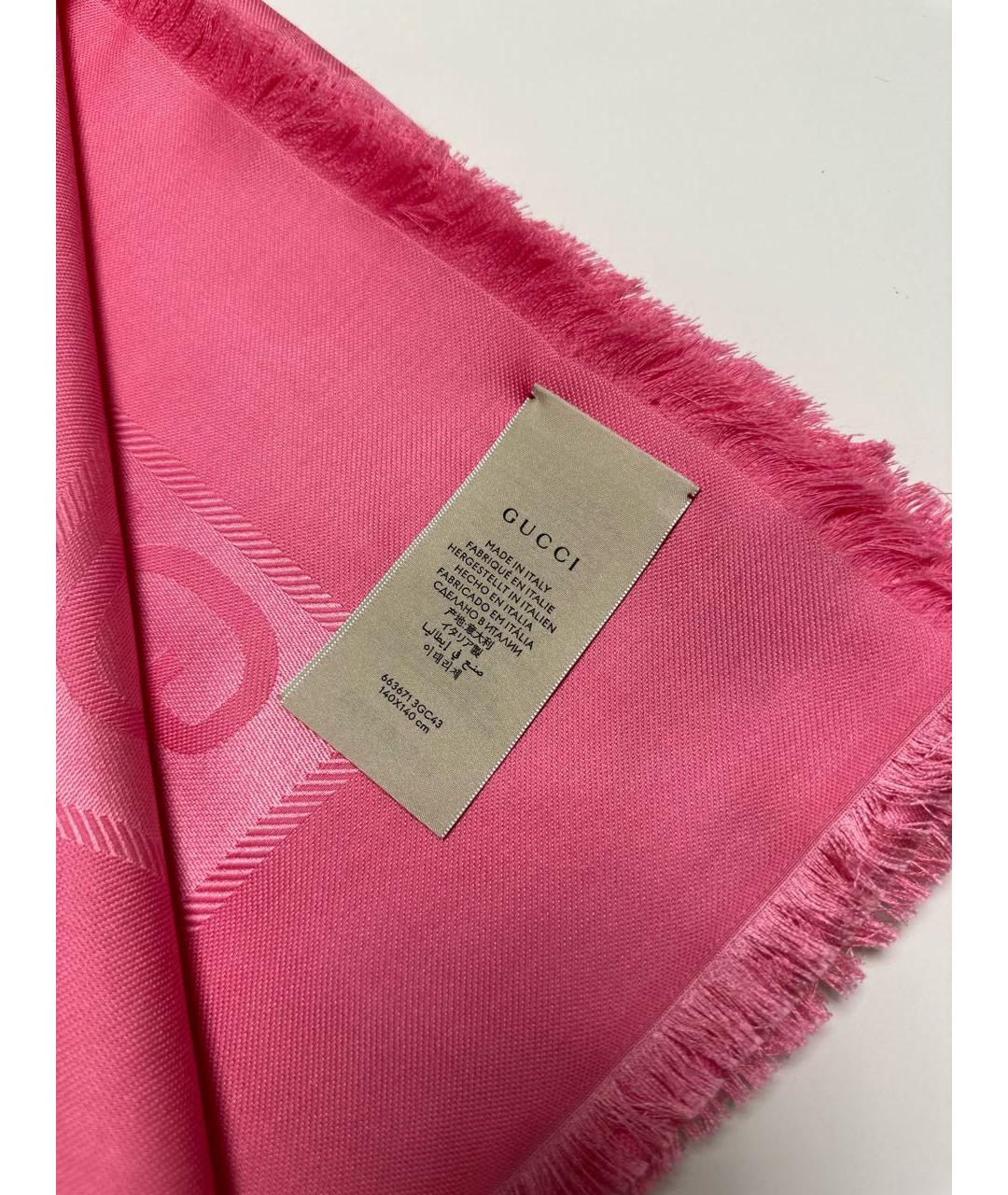 GUCCI Розовый шерстяной платок, фото 5