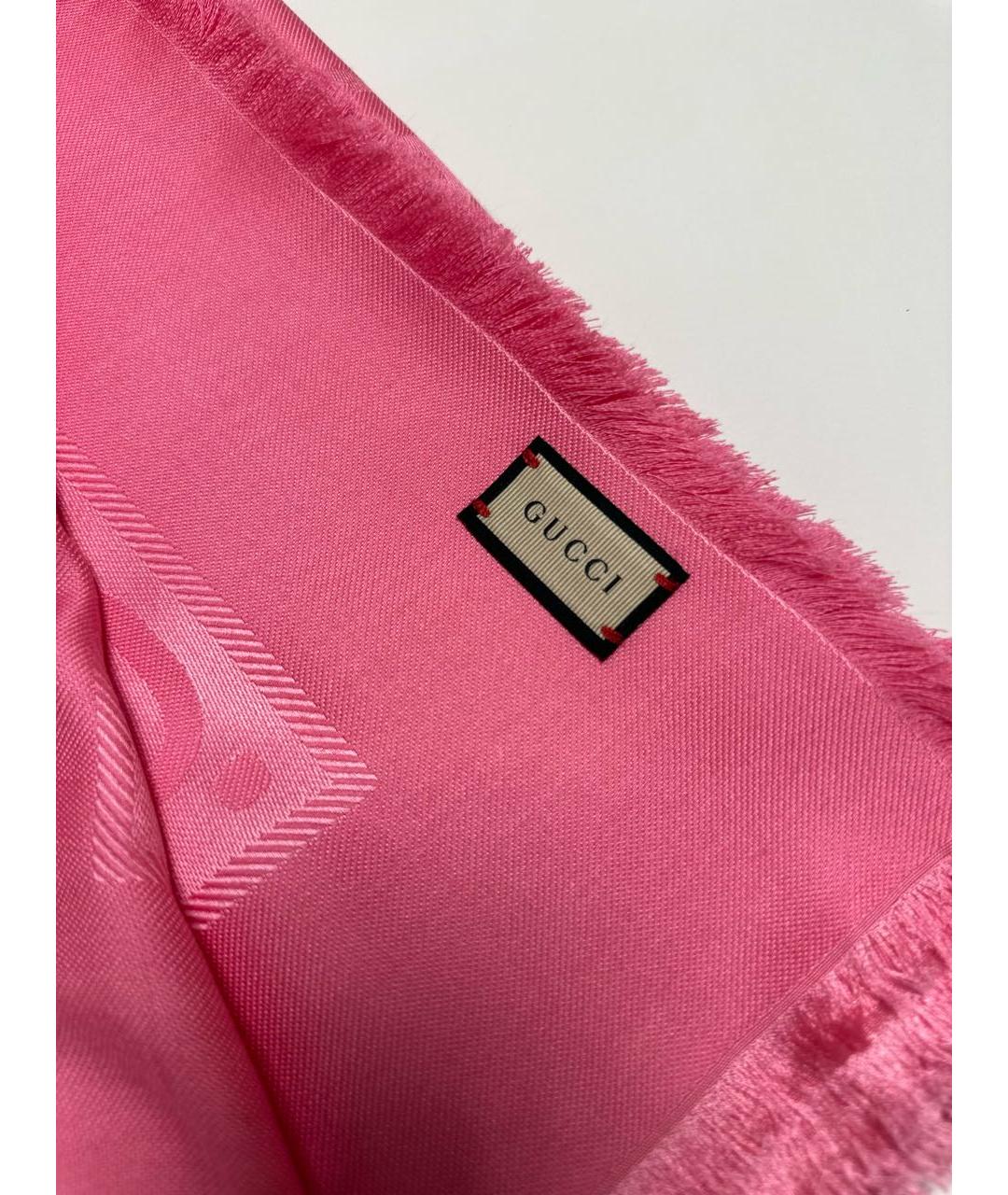 GUCCI Розовый шерстяной платок, фото 4