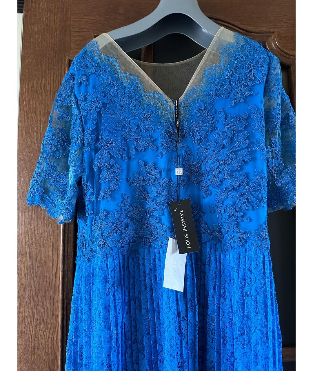 TADASHI SHOJI Синее кружевное коктейльное платье, фото 3