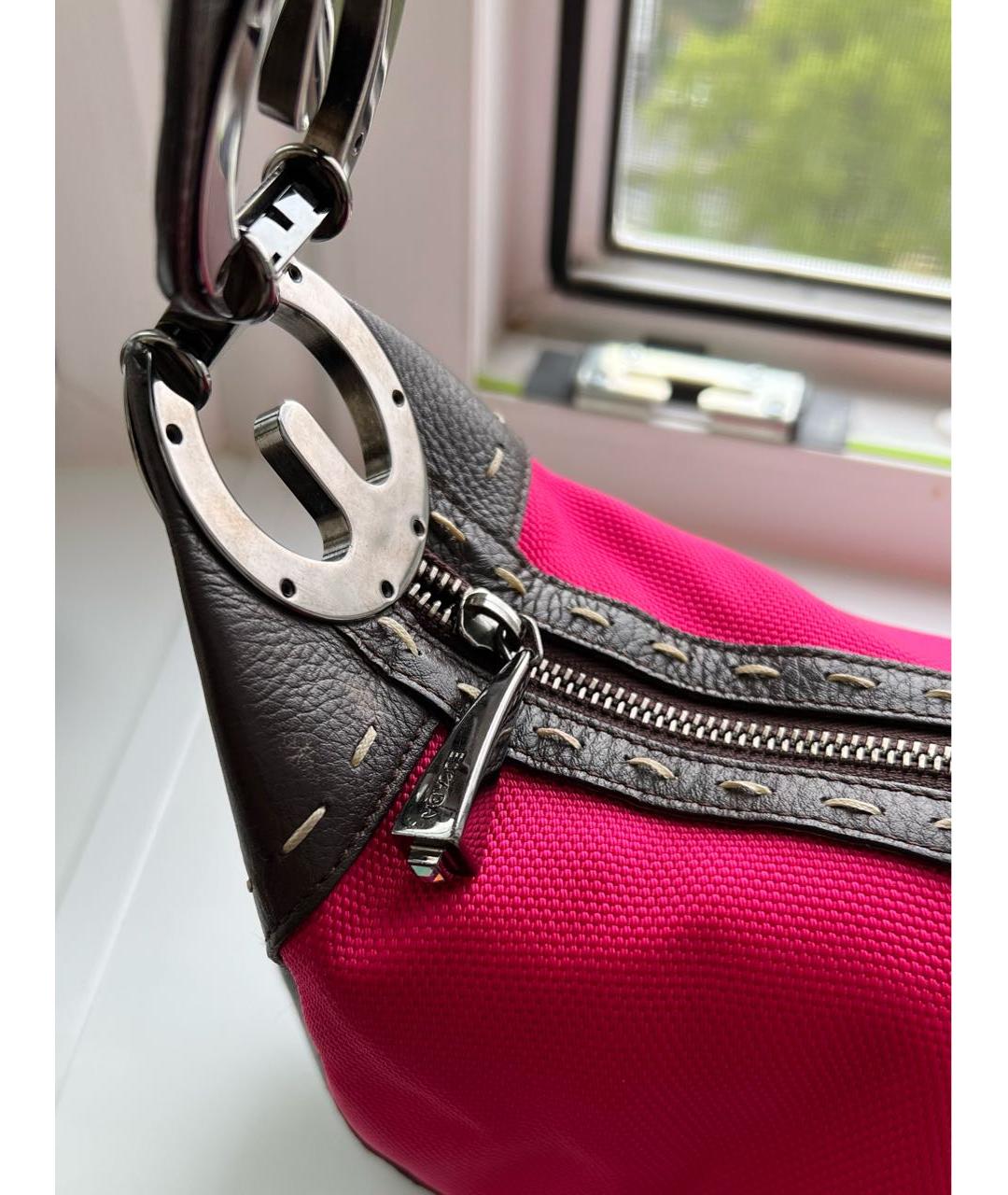 ESCADA Розовая тканевая сумка с короткими ручками, фото 4