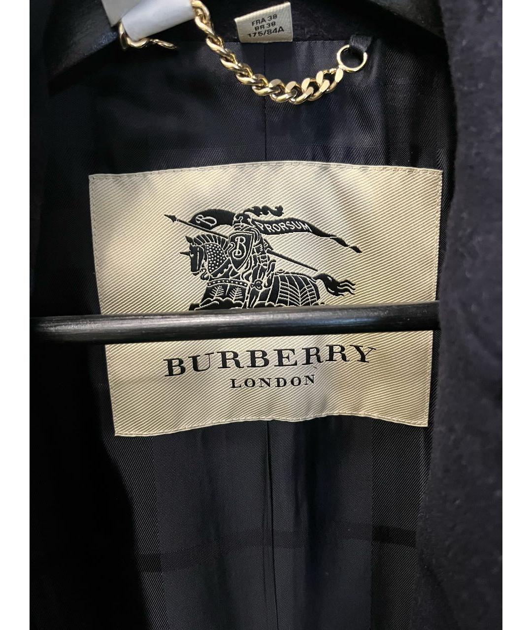 BURBERRY Темно-синее шерстяное пальто, фото 3